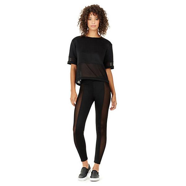 Sheer Panel Womens Top | Black | Size Small | True Religion