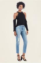 Womens Cold Shoulder Lace Up Eyelet Top | Black | Size X Small | True Religion