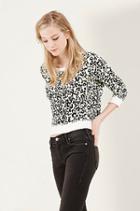 True Religion Neon Snow Leopard Pullover Womens Sweatshirt - Black