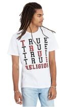True Stacked Crew Neck Mens Tee | White | Size Medium | True Religion
