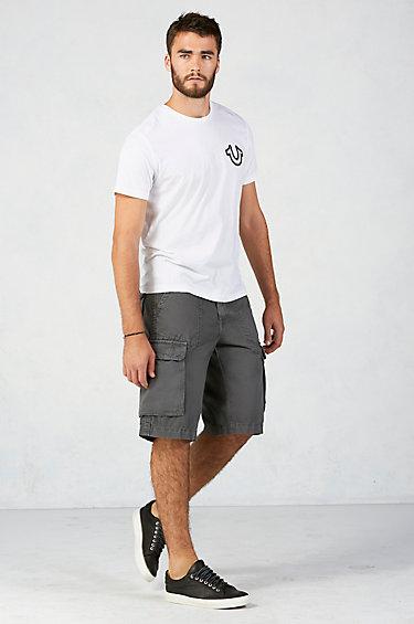 True Religion Isaac Cargo Overdye Mens Short - Black