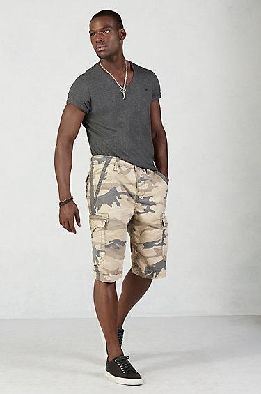 True Religion Camo Trooper Cargo Mens Short - Khaki