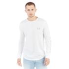 Metallic Varsity Long Sleeve Mens Thermal Shirt | White | Size Medium | True Religion
