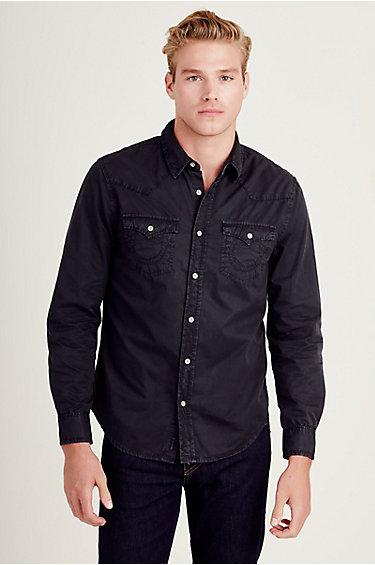 True Religion Jake Mens Western Shirt - Jet Black