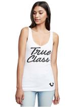 Women's True Class V Neck Rib Tank Top | White | Size Xx Small | True Religion