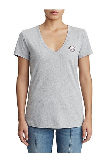 Womens High Density Tee | Heather Grey | Size X Small | True Religion