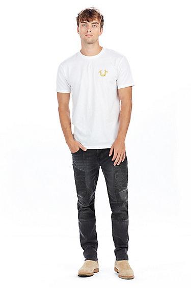 Metallic Gold Buddha Puff Mens Tee | Optic White | Size X Small | True Religion