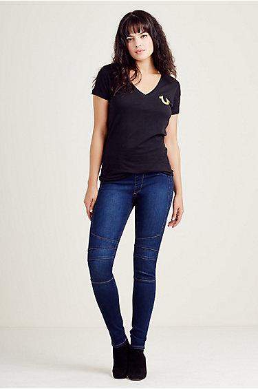 True Religion The Runway Moto Legging - Clean Inky Blues