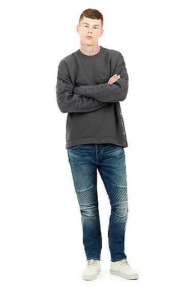 Mens 3d Embossed Logo Fleece Sweater | Charcoal | Size X Small | True Religion