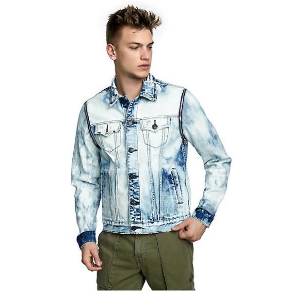 Mens Acid Wash 2 In 1 Danny Denim Jacket | Light Rail | Size Medium | True Religion