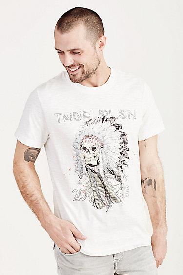 True Religion 4th Ave Skull Mens Tee - Optic White