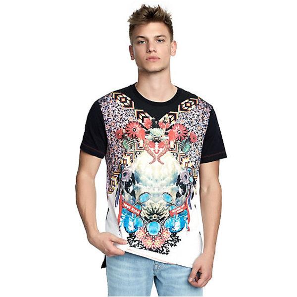Mens Desert Oasis Step Hem Graphic Tee | Black | Size Medium | True Religion