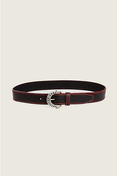 Red Big T Mens Belt | Black | Size 28 | True Religion