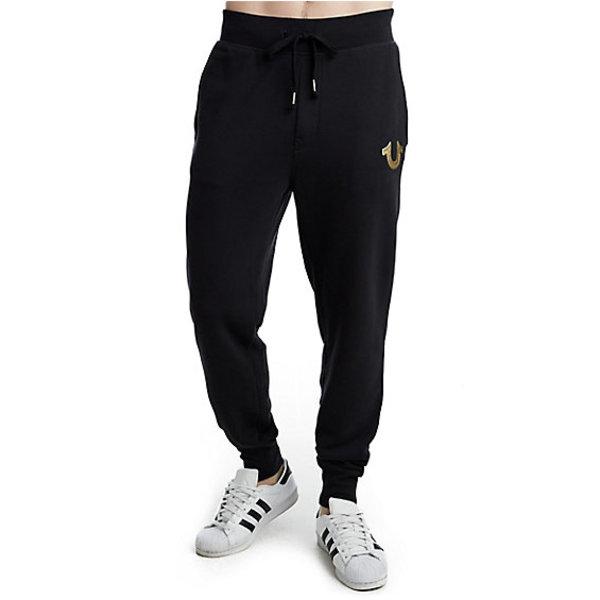 Metallic Double Puff Cuffed Mens Sweatpant | Black | Size Medium | True Religion
