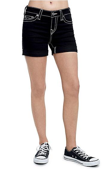 Women's Mid Roll Up Big T Short | Body Rinse | Size 26 | True Religion