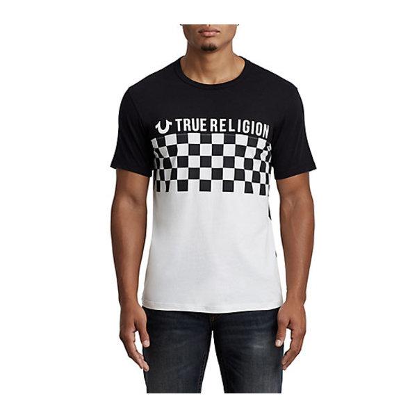Men's Checkered Football Crew Neck Tee | White/black | Size X Small | True Religion