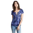 Horseshoe Tie-dye Lace Up Tee | Navy | Size X Small | True Religion