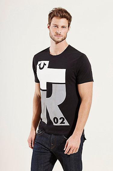 True Religion Hand Picked Tilted Tr Crew Mens Tee - Black