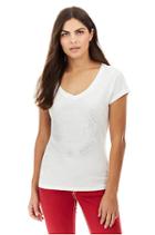 Crystal Horseshoe Rounded V Neck Womens Tee | White | Size Small | True Religion
