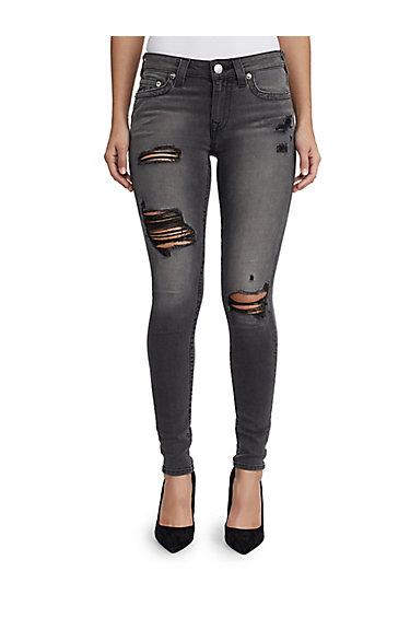 Women's Super Skinny Fit Distressed Jean | Volcanic Ash | Size 28 | True Religion
