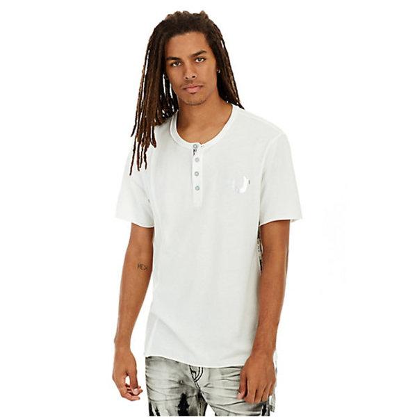 Raw Edge Mens Henley Shirt | Off White | Size X Small | True Religion