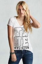 True Religion Varsity Football Womens T-shirt - White