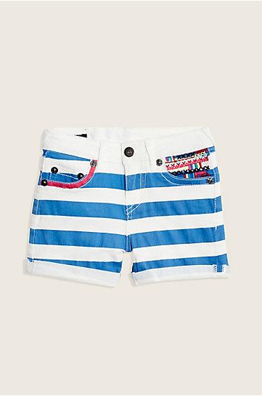 Audrey Striped Short | White | Size 7 | True Religion