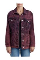 Women's Boyfriend Acid Wash Trucker Jacket | Marbled Crimson | Size Small | True Religion