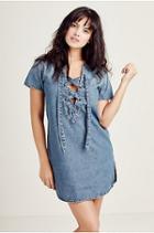 True Religion Short Sleeve Lace Up Womens Tunic - Boho Sky