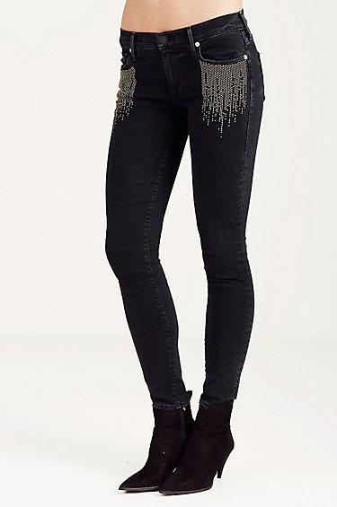 Halle Super Skinny Womens Jean | Black | Size 25 | True Religion