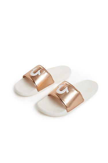 Tr Slide Shoe | White/rose  | Size 6 | True Religion