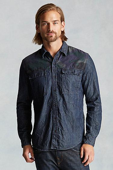 True Religion Denim/camo Workwear Mens Shirt - Green Camouflage