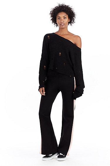 Mix Media Womens Track Pant | Black | Size Medium | True Religion