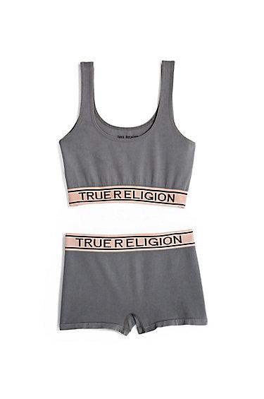 Womens Bralette And Short Set | Charcoal/cherokee  | Size X Small | True Religion