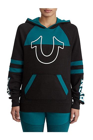 Women's Panel Pullover Hoodie | Black | Size X Small | True Religion