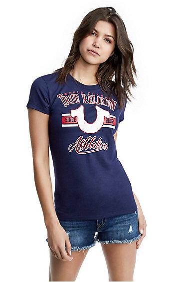 Women's Horseshoe University Crew Tee | Navy | Size Xx Small | True Religion