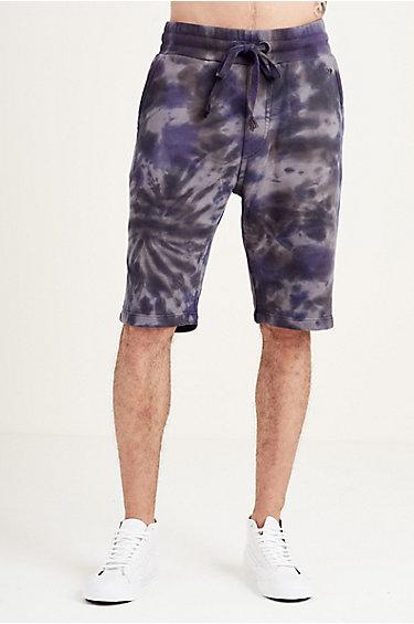 Spiral Tie Dye Mens Sweat Short | Indigo | Size X Large | True Religion