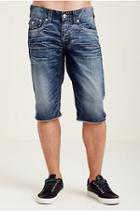 True Religion Straight Cutoff Orange Stitch Mens Short - Hard Indigo
