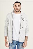 Shoestring Horseshoe Mens Hoodie | Heather Grey | Size Small | True Religion