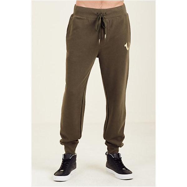 Metallic Double Puff Cuffed Mens Sweatpant | Military Green | Size Small | True Religion