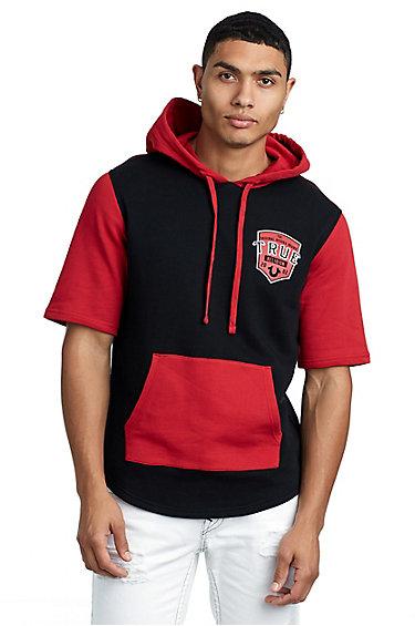 Men's Pop Fly Active Pullover Hoodie | Black/red | Size Small | True Religion