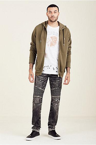 Horseshoe Zip Mens Hoodie | Army Green  | Size Medium | True Religion