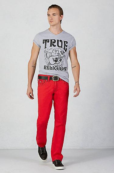 True Religion Hand Picked Ricky Straight Mens Red Pant - Red