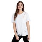 High Low Distressed Womens Tee | White | Size X Small | True Religion