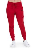 Crystal Horseshoe Cargo Jogger Womens Pant | Ruby Red | Size Medium | True Religion