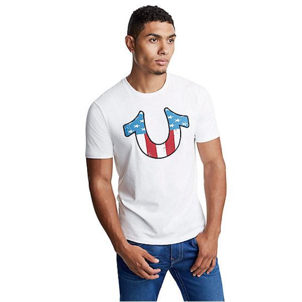 Men's Patriot U Crew Neck Tee | White | Size Medium | True Religion