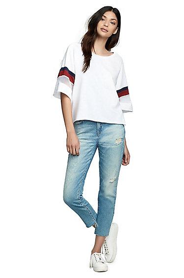 High Rise Starr Crop Straight Womens Jean | Indigo Erosion | Size 23 | True Religion