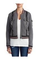 Womens Utility Clip Bomber Jacket | Heather Charcoal | Size X Small | True Religion