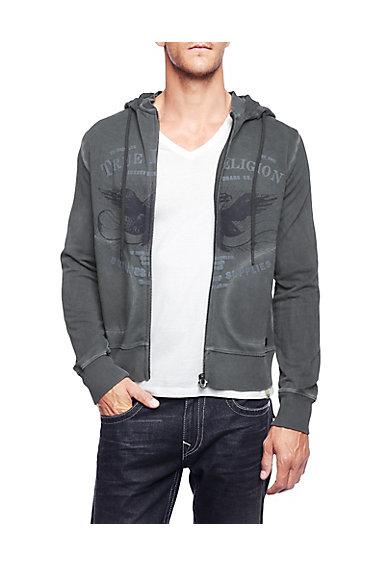 True Religion Eagle Mens Hoodie - Jet Black