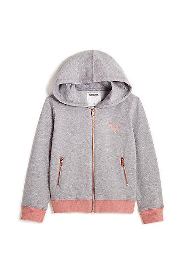 Branded Kids Hoodie | Heather Grey  | Size Small | True Religion